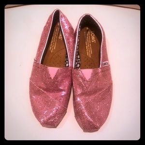 TOMS slip-on flats loafers in glitter pink Sz 6